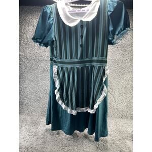 Goth Vintage Style Apron Maid Housekeeper Womens Costume Dress Sz Large Green